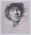 Self Portrait with a Cap, openmouthed - Rembrandt Van Rijn