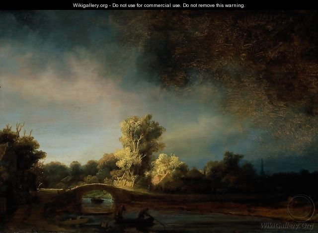The Stone Bridge - Rembrandt Van Rijn