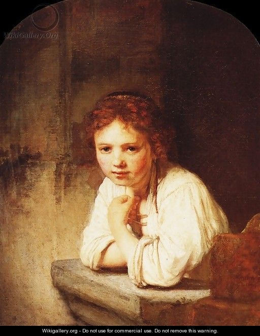 A Girl at a Window - Rembrandt Van Rijn