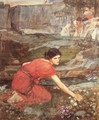 Maidens picking Flowers by a Stream [Study] - John William Waterhouse