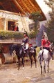 Officers from a Cuirassier Regiment in front of a Country House - Jean Baptiste Edouard Detaille