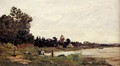 Washerwomen In A River Landscape - Hippolyte Camille Delpy