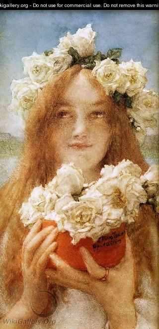 Summer Offering (or Young Girl with Roses) - Sir Lawrence Alma-Tadema