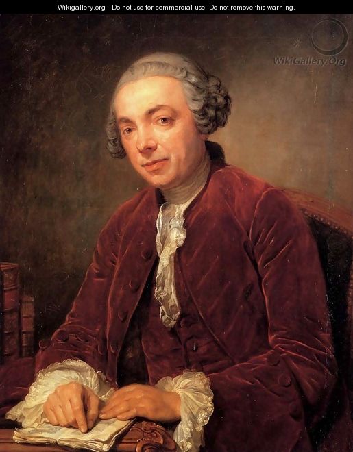 Portrait of Abraham de Roquencourt, half-length, in a red jacket and white foulard - Jean Baptiste Greuze