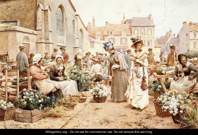 Flower Market in a French Town - Alfred Glendening