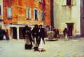 Sortie de l'eglise campo san canciano venice - John Singer Sargent