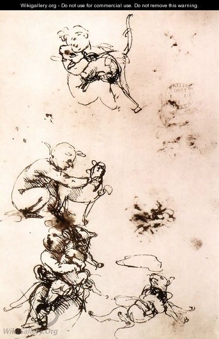 Study of a child with a cat (facsimile) - Leonardo Da Vinci