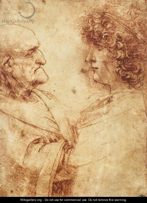 Heads of an old man and a youth - Leonardo Da Vinci