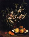 Still Life: Balsimines, Peaches and Apricots - Ignace Henri Jean Fantin-Latour