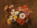 Zinnias in a Vase - Ignace Henri Jean Fantin-Latour