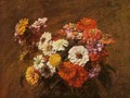 Zinnias in a Vase - Ignace Henri Jean Fantin-Latour