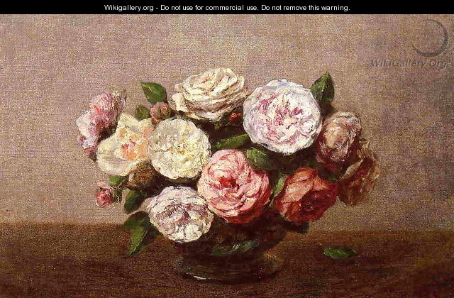 Bowl of Roses - Ignace Henri Jean Fantin-Latour