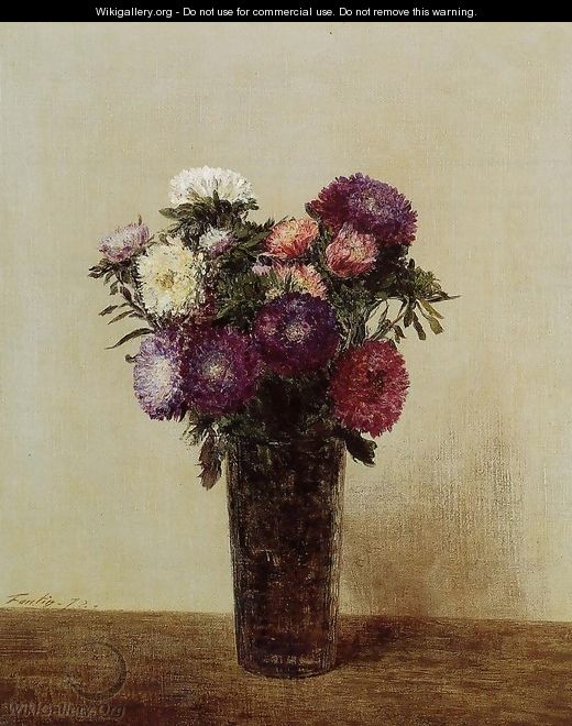 Vase of Flowers: Queens Daisies - Ignace Henri Jean Fantin-Latour