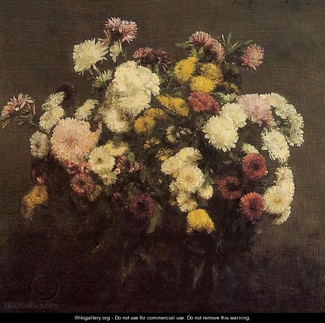 Large Bouquet of Crysanthemums - Ignace Henri Jean Fantin-Latour