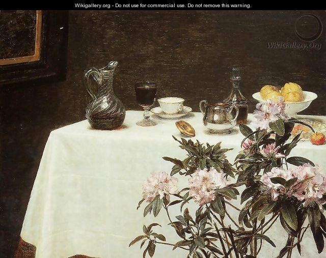 Still Life: Corner Of A Table - Ignace Henri Jean Fantin-Latour