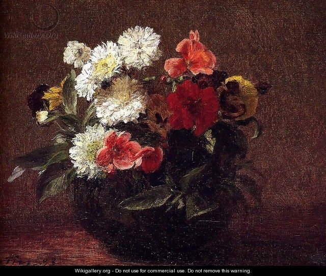 Flowers In A Clay Pot - Ignace Henri Jean Fantin-Latour