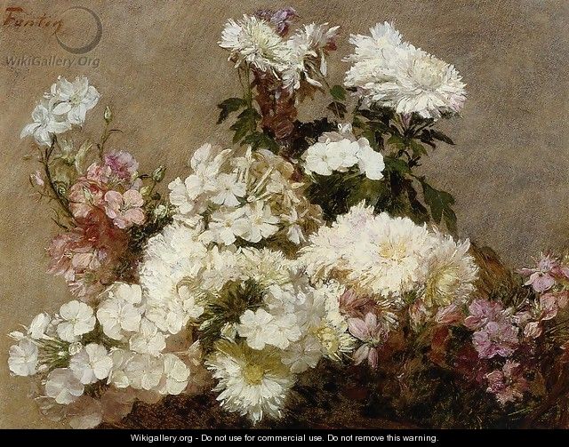 White Phlox, Summer Chrysanthemum and Larkspur - Ignace Henri Jean Fantin-Latour
