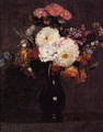 Dahlias, Queens Daisies, Roses and Cornflowers - Ignace Henri Jean Fantin-Latour