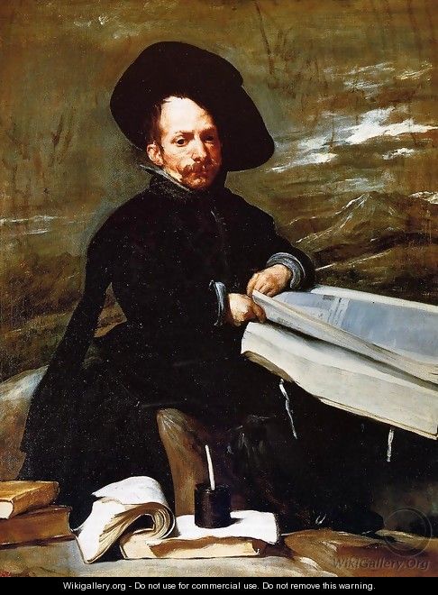 A Dwarf Holding a Tome in His Lap (or Don Diego de Acedo, el Primo) - Diego Rodriguez de Silva y Velazquez