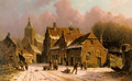 A Village In Winter - Adrianus Eversen