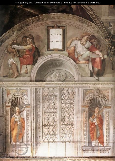 Lunette and Popes, Sistine Chapel - Michelangelo Buonarroti