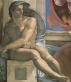 Ceiling of the Sistine Chapel: Ignudi, next to Separation of Land and the Persian Sybil [left] - Michelangelo Buonarroti