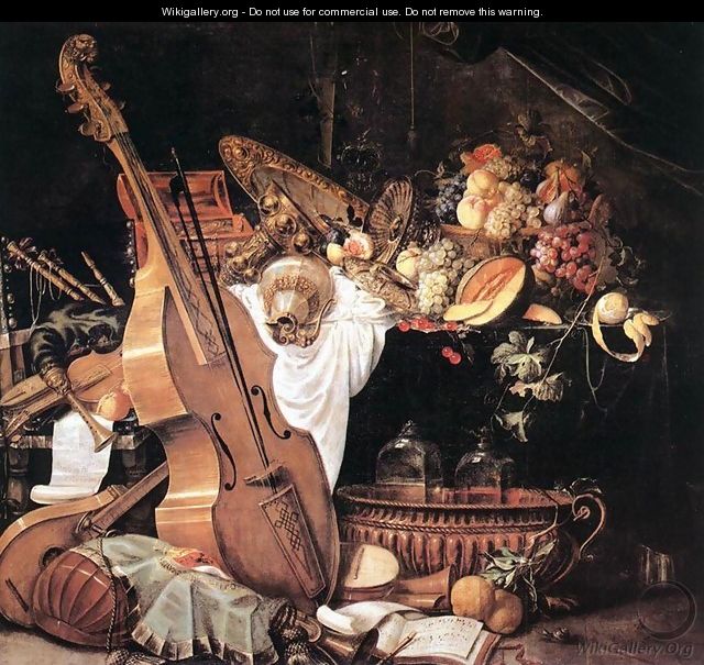 Vanitas Still-Life with Musical Instruments - Cornelis De Heem