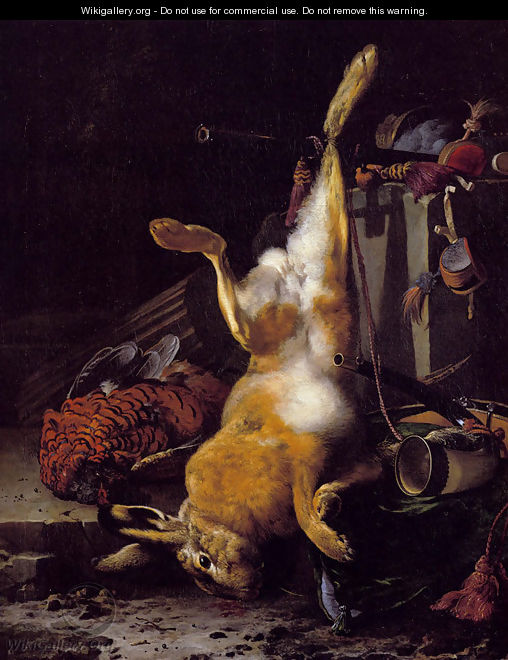 A Still Life Of Dead Game And Hunting Equipment - Melchior de Hondecoeter