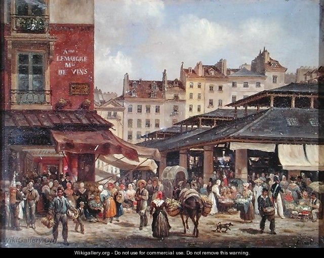 View of the Market at Les Halles, c. 1828 - Guiseppe Canella