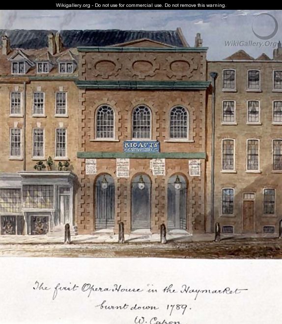 The first Opera House in the Haymarket, burnt down in 1789 - William Capon