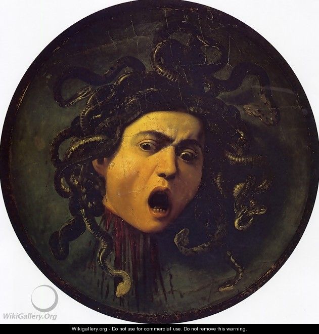 Medusa, painted on a leather jousting shield, c.1596-98 - Caravaggio