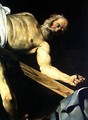 The Crucifixion of St. Peter, detail of St. Peter, 1600-01 - Caravaggio