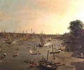The River Thames with St. Paul's Cathedral on Lord Mayor's Day, detail of boats on the shore, c.1747-48 - (Giovanni Antonio Canal) Canaletto