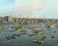 The River Thames with St. Paul's Cathedral on Lord Mayor's Day, detail of the boats, c.1747-48 - (Giovanni Antonio Canal) Canaletto