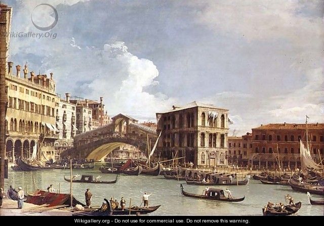 The Rialto Bridge, Venice, from the North - (Giovanni Antonio Canal) Canaletto