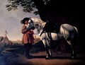 A Cavalier with a grey horse - Abraham Van Calraet