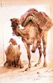 Praying Arab with a Secured Camel - Ippolito Caffi