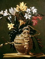 Still Life of Flowers in a straw-covered Flask - Guido Cagnacci