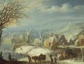 Winter landscape with numerous figures - Joseph van Bredael