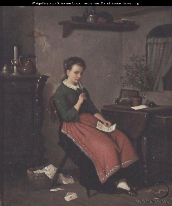 Young girl writing a love letter - Meyer Georg von Bremen