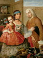 A Spaniard and his Mexican Indian Wife and their Child, from a series on mixed race marriages in Mexico - Miguel Cabrera