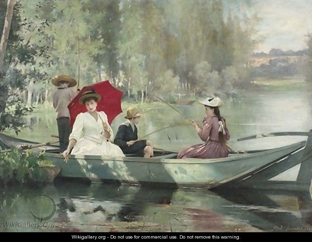 Sommerlicher Angelausflug auf dem See 1892 - Alfred-Henri Bramtot