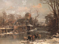 Cattle in a Winter Landscape 1855 - Charles Branwhite