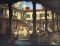 Personnages dans la cour de San Gregorio a Venise - Antonietta Brandeis