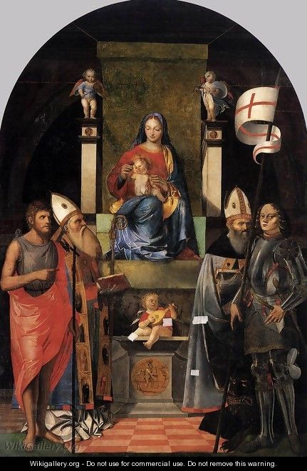 Virgin and Child Enthroned with Saints c.1510 - Giovanni Agostino Da Lodi