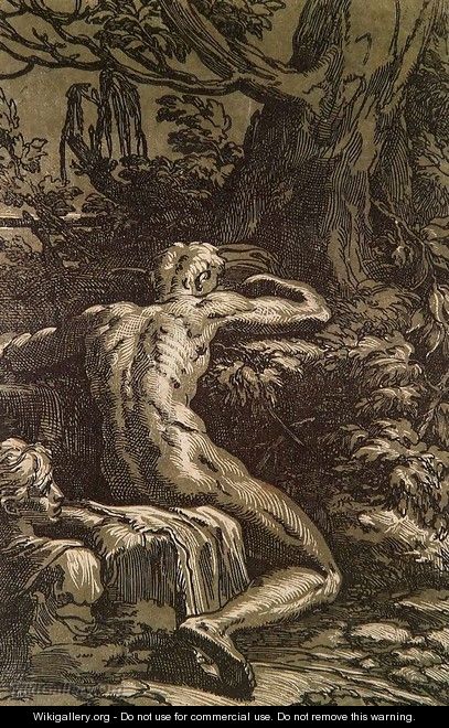 Nude Man in a Landscape c 1527 - Antonio Da Trento
