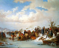 A Village Gathering along a Frozen River - Kilian Christoffer Zoll