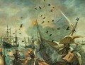 Explosion of the Spanish Flagship in the Battle of Gibraltar, 1607 [detail #1] - Cornelis Claesz van Wieringen