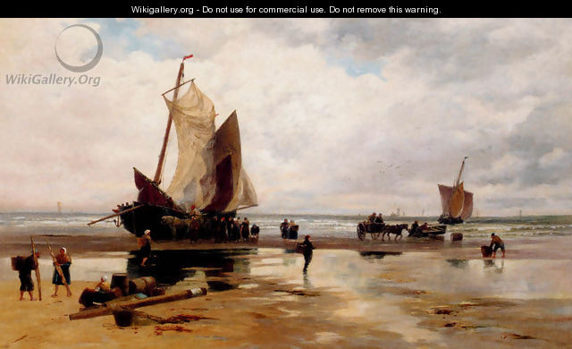 Boats On A Dutch Beach - Thomas Bush Hardy