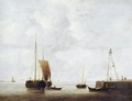 A Dutch Hoeker at Anchor near a Pier - Willem van de, the Younger Velde